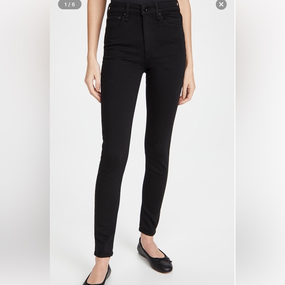 Rag & Bone Super High Rise Skinny Jean in Black - Picture 1 of 9